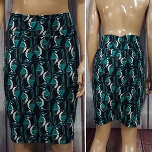 LuLaRoe Cassie Teal "Blue Jay" Print Pencil Skirt